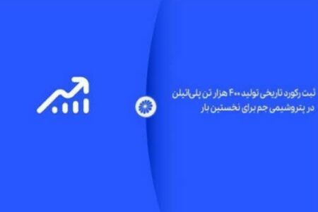 ثبت رکورد تاریخی تولید ۴۰۰ هزار تن پلی‌اتیلن در پتروشیمی جم برای نخستین بار