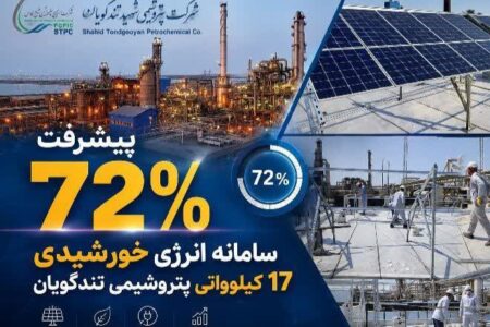 پیشرفت ۷۲ درصدی سامانه برق خورشیدی ۱۷ کیلوواتی پتروشیمی شهید تندگویان